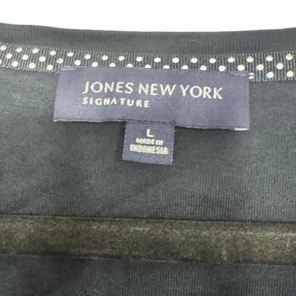 Jones New York Signature Navy Blue Cotton Tee Shirt Size L Casual Basic - Picture 2 of 4
